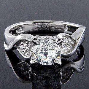 Sterling Silver CZ Heart Engagement Promise Ring  