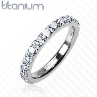   Solid Titanium W/ Infinity C.Z. Wedding, Engage Band Ring Fr Sz5 ~ Sz8