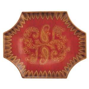 Handcrafted Octagon Porcelain Plate in Paisley Pattern  