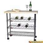eagle group mobile wine cart w maple butcher block top