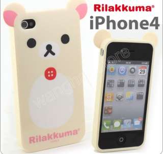 2PCS Relax Rilakkuma Cartoon Bear TPU Cute Case Cover Skin iPhone 4 4G 