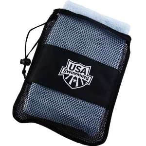 USA Swimming Blue Sport Towel w/ Black Mesh Carry Bag