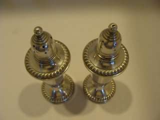 Vintage EMPIRE Sterling Salt & Pepper Shakers Weighted Glass Lined 