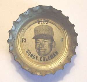 1967 COKE Bottle Cap GORDY COLEMAN Cincinnati Reds  