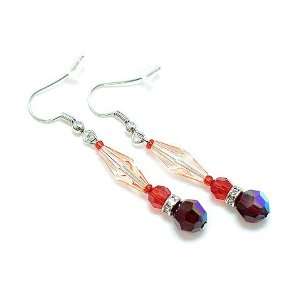  Swarovski Crystal Linear Drop Earrings Red Purple Jewelry