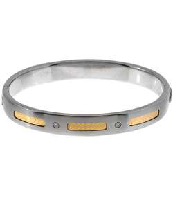 18k Gold Diamond Stainless Steel Bangle Bracelet  Overstock