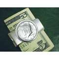 American Coin Treasures Silvertone JFK Half Dollar Money Clip Compare 