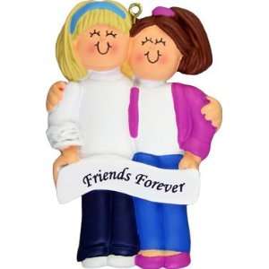  Best Friends Blond Hair Girl with Brown Hair Girl Ornament 