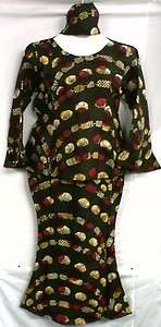 African Women Clothing Wax Print Skirt Suit Olive Red Brown NotCome M 