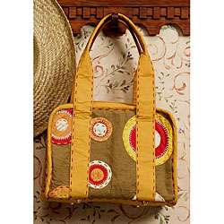 Hand sewn Mustard Cotton Amanda Handbag (India)  Overstock