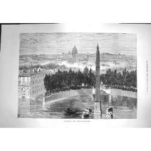  1871 Floods Rome Italy Piazza Del Popolo Architecture 