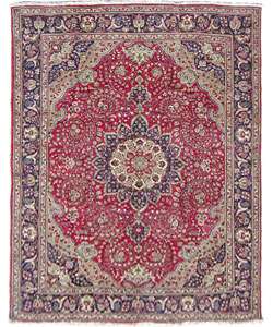 Iranian Tabriz Hand knotted Red/Navy Rug (911 x 133)  