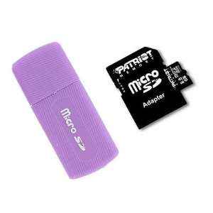  8GB Patriot microSDHC Memory Card + USB Reader (Purple 
