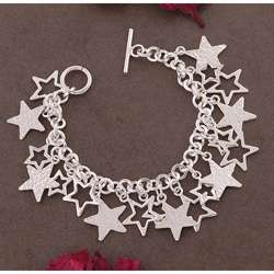 Sterling Silver Star Charm Bracelet (Mexico)  Overstock