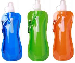   BPA Free 16oz Collapsible Water Bottles with Carabiner Clip  