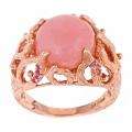Yach Rose Gold over Silver Pink Opal and Pink Sapphire Fashion Ring 