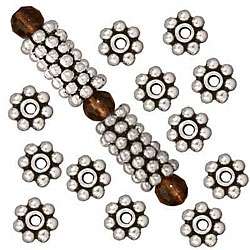 Silver plated Pewter Daisy Spacer Beads (Case of 100)  Overstock