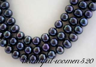 3strands 10mm Tahitian black freshwater pearl necklace  