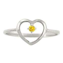 10k Gold Petite Designer November Birthstone Citrine Heart Ring 