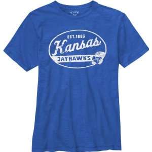  Kansas Jayhawks Royal Whiffle Dyed Slub Knit T Shirt 
