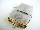 Buxton Heiress Framed Cigarette Case Snap Top Grey w Gold Frame NWT