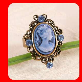 100 PCS   Blue Vintage Style CAMEO Rings Wholesale  