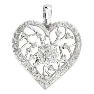 Heart pendant set with 0.52cttw cluster round diamonds on center with 