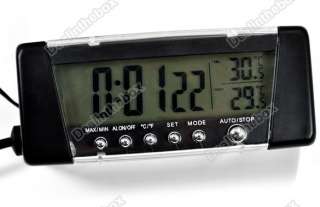LCD Screen Display Digital Alarm Clock Car Thermometer Hygrometer