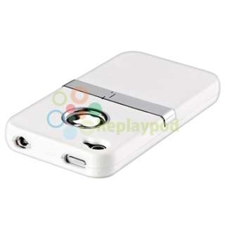 White w/ Chrome Stand Hard Case+PRIVACY FILTER for VERIZON iPhone 4 G 