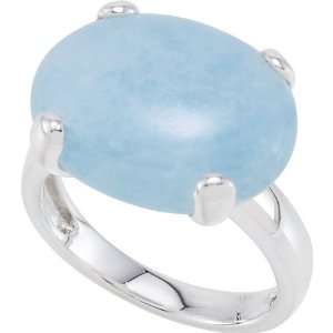    68464 Silver 18X14Mm Genuine Milky Aquamarine Ring Jewelry