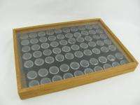 Wooden Pin Collector Display Case w/ 70 Plastic Containers Foam 