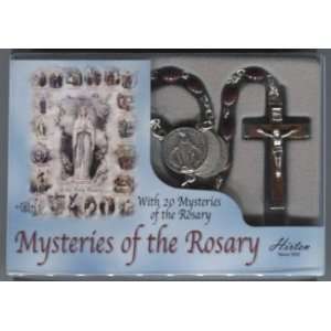 Brown Wood Rosary with Mystery Center (132 212BN)   Boxed  