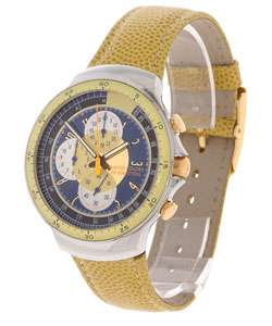 United Colors of Benetton Mens Navy and Yellow Chronograph Watch 