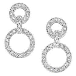 14 k White Gold 1/4 ct TW Diamond Circle Earrings  