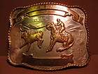   COMSTOCK STERLING SILVER Front Trophy Cowboy Steer Roping Belt Buckle
