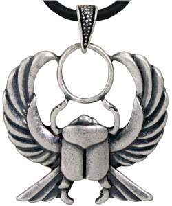 Pewter Egyptian Scarab Necklace  