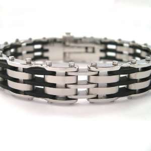   Bangle Bracelet With Black Rubber Rumors Jewelry Company Jewelry