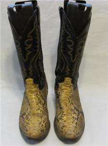 Vintage Justin Python Snakeskin Cowboy Boots Men sz 9.5 D  