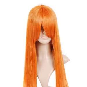    Orange Red Long Anime Cosplay Costume Wig Hair: Toys & Games