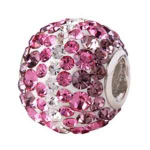  Razzle Dazzle Pink White Bead Charm BMT005 1 Silverado Jewelry