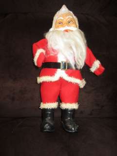12 Standing Santa doll with cellophane trim in suit 1960s classic 