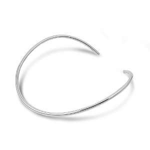   Sterling Silver C Curve Collar Choker Neckwire Necklace Jewelry