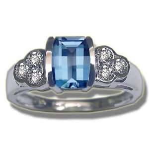 .24 ct 7X5 Barrel Cut Blue Topaz Ladies Ring Jewelry