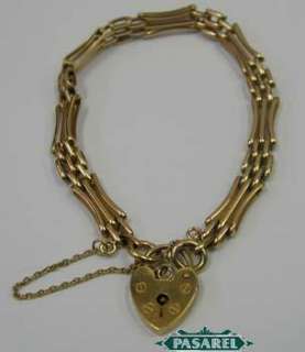 9K Yellow Gold Gate Bracelet Birmingham England Ca 1900  