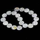 20mm Coffee Mother Of Pearl Shell Stripe Button Beads  