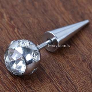 1Pc Clear Crystal Stainless Steel Mens Earring Ear Stud  