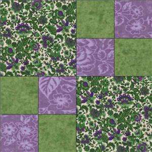 Purple Green Floral Belle Quilt Kit Block Precut 12  