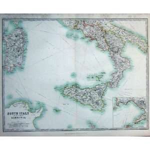   1914 Geography Maps Italy Sardinia Sicily Capri Naples: Home & Kitchen