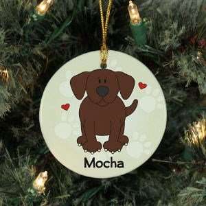  Personalized Ceramic Loved By My Chocolate Lab Ornament 