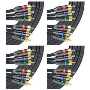  4 Pack of Comprehensive XHD 3 RCA to 3 RCA Double Shielded 